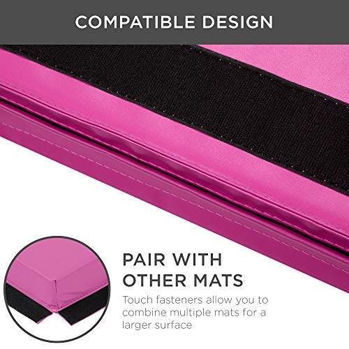 Best Choice Products 10ftx4ftx2in Folding Gym Mat 4-Panel Exercise Gymnastics Aerobics Workout Fitness Floor Mats w/Carrying Handles – Pink