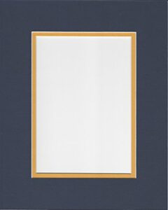 16x20 navy blue and sun yellow double picture mat, bevel cut for 12x16 picture or photo