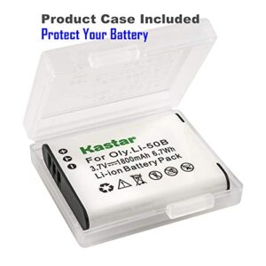 Kastar Battery (X2) & LCD Slim USB Charger for Olympus LI-50B Li50B and SZ-10 SZ-12 SZ-15 SZ-16 HIS Sz-20 SZ-30MR SZ31MR iHS TG-610 TG-630 HIS TG-810 TG-820 TG-830 TG-860 HIS XZ-1 XZ-16 iHS SP-810UZ