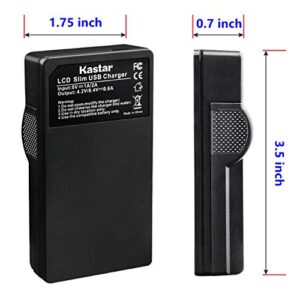 Kastar Battery (X2) & LCD Slim USB Charger for Olympus LI-50B Li50B and SZ-10 SZ-12 SZ-15 SZ-16 HIS Sz-20 SZ-30MR SZ31MR iHS TG-610 TG-630 HIS TG-810 TG-820 TG-830 TG-860 HIS XZ-1 XZ-16 iHS SP-810UZ