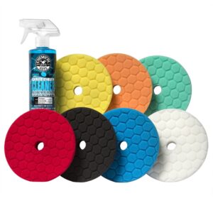 chemical guys bufx701 hex-logic quantum best of the best buffing and polishing pad kit, 16 fl. oz (8 items) (6.5 inch fits 6 inch backing plate)