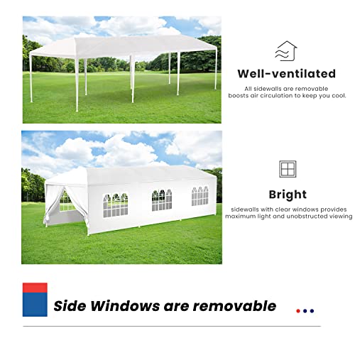 FDW 10x30 Party Tent Wedding Patio Gazebo Outdoor Carport Canopy Shade with Side 8 Removable Walls