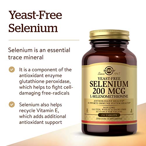 Solgar Yeast-Free Selenium 200 mcg, 250 Tablets - Pack of 2 - Supports Antioxidant & Immune System Health - Non-GMO, Vegan, Gluten Free, Dairy Free, Kosher - 500 Total Servings