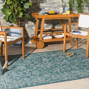 Safavieh Courtyard Collection CY8680 Indoor/ Outdoor Non-Shedding Stain Resistant Patio Backyard Area Rug, 4' x 5'7", Turquoise