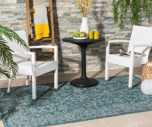 Safavieh Courtyard Collection CY8680 Indoor/ Outdoor Non-Shedding Stain Resistant Patio Backyard Area Rug, 4' x 5'7", Turquoise