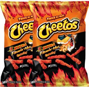 cheetos crunchy xxtra flamin’ hot net wt. 3.5 baggies snack care package for college, military, sports (2)