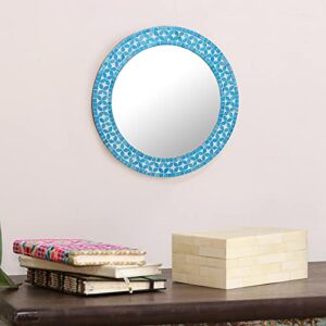 NOVICA Turquoise Blossom Glass Mosaic Wall Mirror