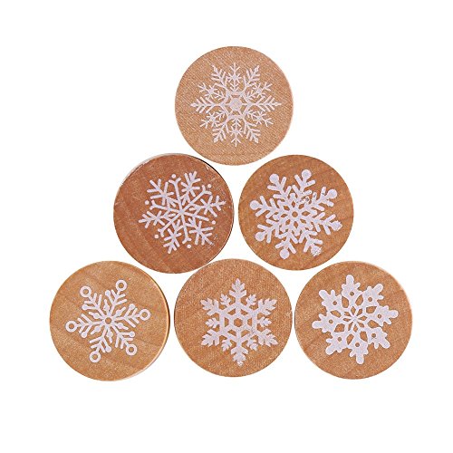 DECORA 6 Pieces Snowflake Floral Wooden Rubber Stamps for Card Making Scrapbooking and Crafts