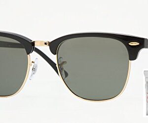 Ray-Ban RB3016 901/58 49M Clubmaster Black/Green Polarized Sunglasses For Men For Women + BUNDLE with Designer iWear Care Kit (Medium)
