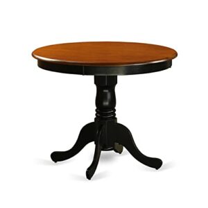 east west furniture ant-blk-tp antique kitchen dining round solid wood table top with pedestal base, 36x36 inch, black & cherry