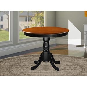 East West Furniture ANT-BLK-TP Antique Kitchen Dining Round Solid Wood Table Top with Pedestal Base, 36x36 Inch, Black & Cherry