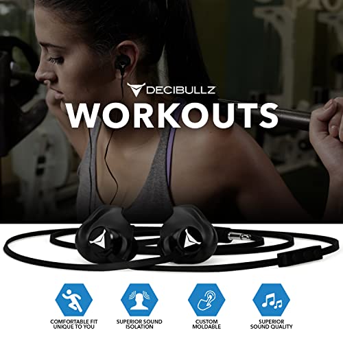 Decibullz - Custom Molded Contour ES in-Ear Headphones, Easily and Quickly Shaped to Your Ears (Black)