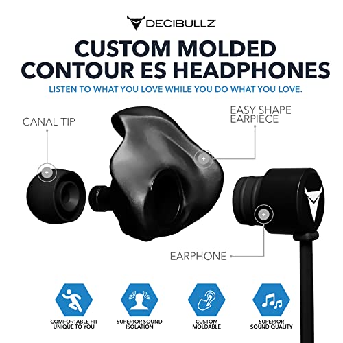 Decibullz - Custom Molded Contour ES in-Ear Headphones, Easily and Quickly Shaped to Your Ears (Black)