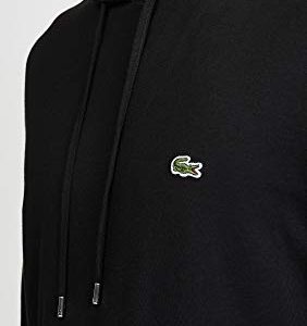 Lacoste mens Long Sleeve Hooded Jersey Cotton T-shirt Hoodie T Shirt, Black, Large US