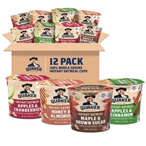 quaker instant oatmeal express cups, 4 flavor variety pack, 1.76 ounce (pack of 12)