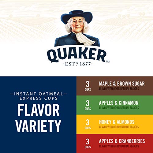 Quaker Instant Oatmeal Express Cups, 4 Flavor Variety Pack, 1.76 Ounce (Pack of 12)