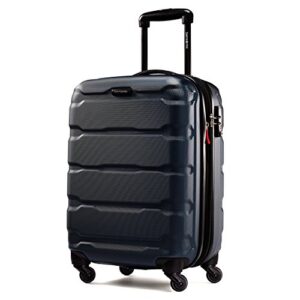 samsonite omni pc hardside expandable luggage with spinner wheels, navy, carry-on 20-inch