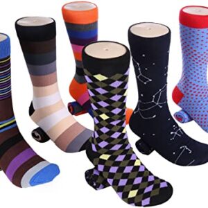 Marino Mens Dress Socks - Fun Colorful Socks for Men - Cotton Funky Socks - 6 Pack - Exclusive Collection - 10-13