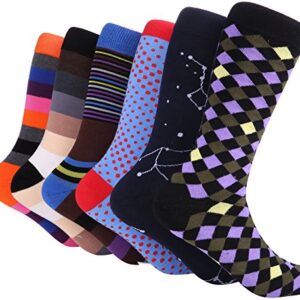 Marino Mens Dress Socks - Fun Colorful Socks for Men - Cotton Funky Socks - 6 Pack - Exclusive Collection - 10-13