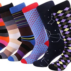 Marino Mens Dress Socks - Fun Colorful Socks for Men - Cotton Funky Socks - 6 Pack - Exclusive Collection - 10-13