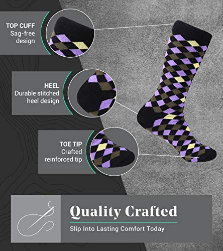 Marino Mens Dress Socks - Fun Colorful Socks for Men - Cotton Funky Socks - 6 Pack - Exclusive Collection - 10-13