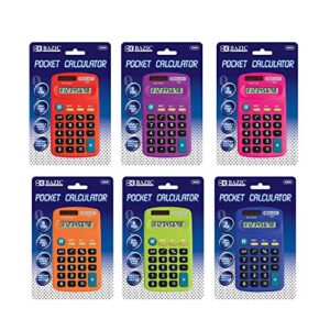 bazic 8-digit dual power pocket size calculator (color may vary)