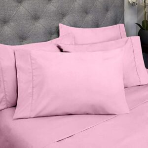 Cal King Size Bed Sheets - 6 Piece 1500 Supreme Collection Fine Brushed Microfiber Deep Pocket California King Sheet Set Bedding - 2 Extra Pillow Cases, Great Value, California King, Pink