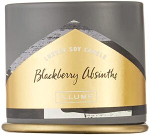 illume blackberry absinthe soy candle, demi vanity tin, purple, 3 oz.