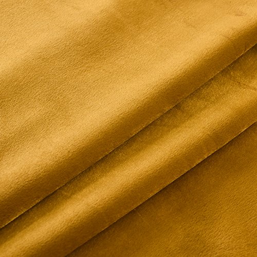 Cherry Home Super Soft Luxury Velvet Set of 2 Warm Yellow Blackout Velvet Energy Efficient Grommet Curtain Panel Drapes Ginger Mustard Curtain Panels 52Wx96L for Living Room