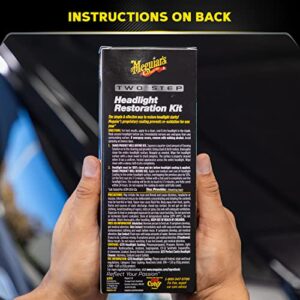 Meguiar's Two Step Headlight Restoration Kit, Car Detailing Supplies for Restoring and Protecting Clear Headlight Plastic, Includes Headlight Coating and Cleaning Solution