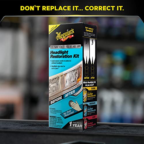 Meguiar's Two Step Headlight Restoration Kit, Car Detailing Supplies for Restoring and Protecting Clear Headlight Plastic, Includes Headlight Coating and Cleaning Solution