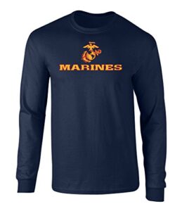 us marines two tone logo graphic long sleeve officially licensed t shirt navy large