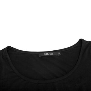 OThread & Co. Women's Long Sleeve T-Shirt Scoop Neck Basic Layer Stretchy Shirts (Medium, Black)