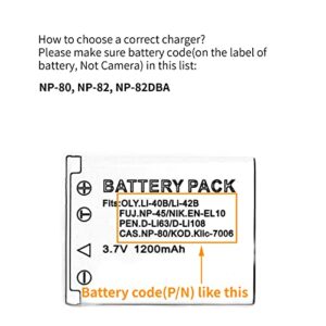 NP-80 USB Charger for Casio Exilim EX-G1, Exilim EX-N1, Exilim EX-N2, Exilim EX-S5, Exilim EX-S8, Exilim EX-S9, Exilim EX-Z35, Exilim EX-Z550, Exilim EX-Z800 Camera and More