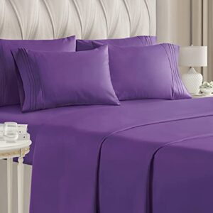 cgk unlimited queen size sheet set - 6 piece set - hotel luxury bed sheets - extra soft - deep pockets - easy fit - breathable & cooling sheets - wrinkle free - comfy - purple bed sheets - queen 6 pc