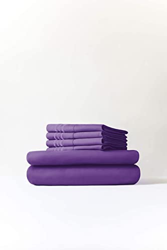 CGK Unlimited Queen Size Sheet Set - 6 Piece Set - Hotel Luxury Bed Sheets - Extra Soft - Deep Pockets - Easy Fit - Breathable & Cooling Sheets - Wrinkle Free - Comfy - Purple Bed Sheets - Queen 6 PC