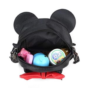 Girls Mini Backpack Purse Mouse Ear Polka-dot Sequin Bow Convertible Backpack to Crossbody Bag for Women (black, W7.5 x H8.7)