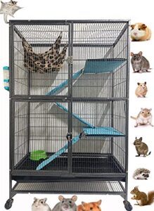 extra large two story small animal cage tight 1/2-inch bar spacing for feisty ferret chinchilla rat mice squirrel rabbit sugar glider with rolling stand