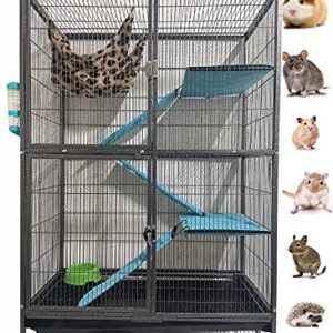 Extra Large Two Story Small Animal Cage Tight 1/2-Inch Bar Spacing for Feisty Ferret Chinchilla Rat Mice Squirrel Rabbit Sugar Glider with Rolling Stand