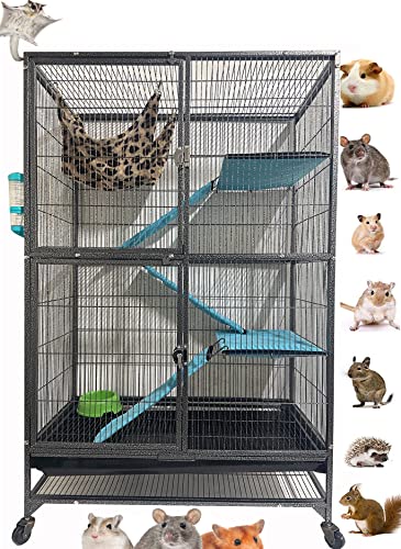 Extra Large Two Story Small Animal Cage Tight 1/2-Inch Bar Spacing for Feisty Ferret Chinchilla Rat Mice Squirrel Rabbit Sugar Glider with Rolling Stand