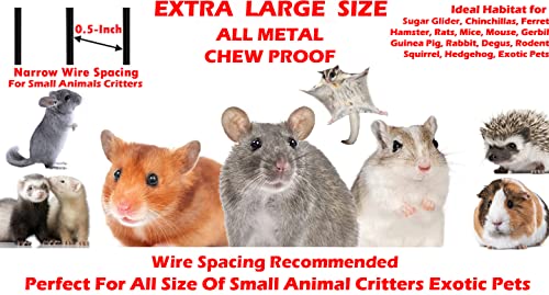 Extra Large Two Story Small Animal Cage Tight 1/2-Inch Bar Spacing for Feisty Ferret Chinchilla Rat Mice Squirrel Rabbit Sugar Glider with Rolling Stand