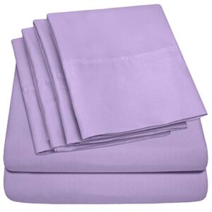 cal king size bed sheets - 6 piece 1500 supreme collection fine brushed microfiber deep pocket california king sheet set bedding - 2 extra pillow cases, great value, california king, lavender