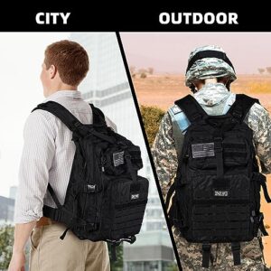 CRAZY ANTS Military Tactical Backpack with 2 Detachable Packs, Black Army Pack, Large Fieldline Molle Bag, Polyester Tactical Bag for Men and Women