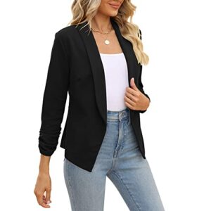 POGTMM Women's Autumn Oversize Slim Fit Lapel Suit Coat Jacket Blazer Outwear (L, Black)