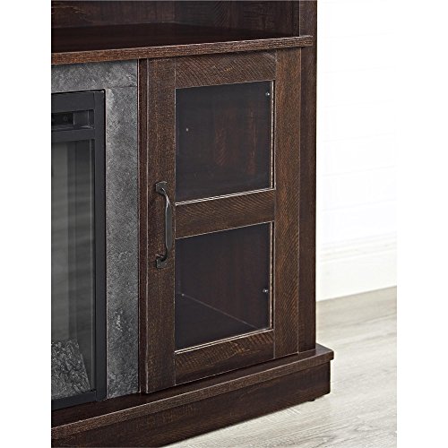 Ameriwood Home Barrow Creek Fireplace Console with Glass Doors for TVs up to 60", Espresso