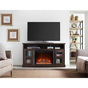 Ameriwood Home Barrow Creek Fireplace Console with Glass Doors for TVs up to 60", Espresso