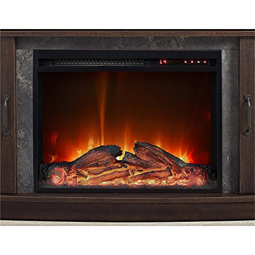 Ameriwood Home Barrow Creek Fireplace Console with Glass Doors for TVs up to 60", Espresso