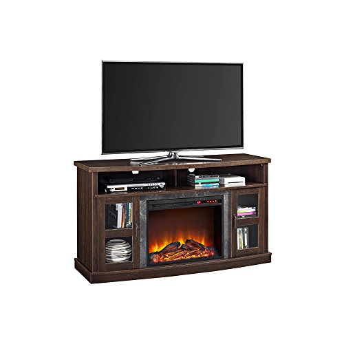 Ameriwood Home Barrow Creek Fireplace Console with Glass Doors for TVs up to 60", Espresso