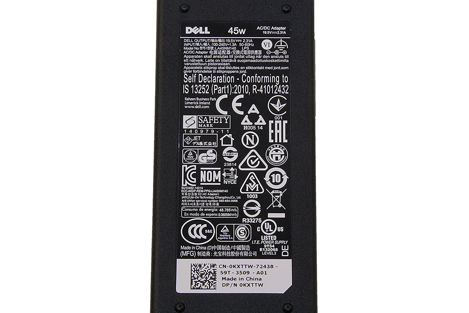 Dell Inspiron 45W Laptop Charger Adapter Power Cord for Inspiron 15 3551 3552 3558 3559 5551 5552 5555 5558 5559 5565 5567 5568 5578 7558 7568 7569 7579; Inspiron 17 5755 5758 5759; XPS 11 12 13