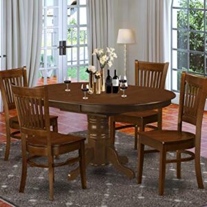 East West Furniture KEVA5-ESP-W 5 Piece Kitchen Table Set for 4 Includes an Oval Dining Table with Butterfly Leaf and 4 Dining Room Chairs, 42x60 Inch, Espresso